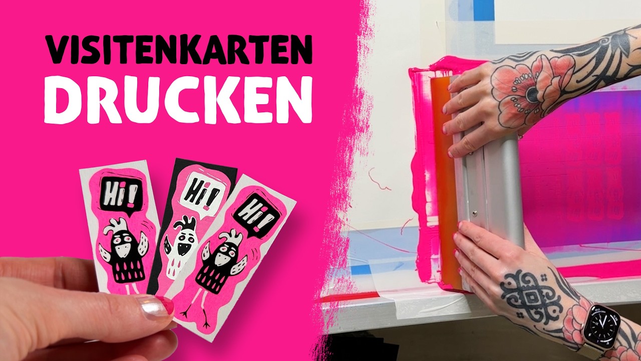 Ich habe meine eigenen Mini-Visitenkarten gedruckt (Siebdruck)!
