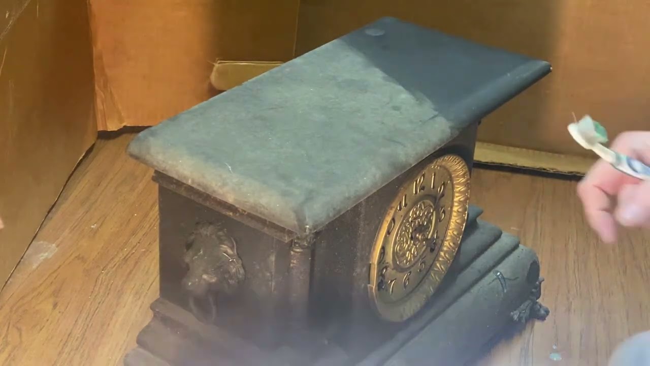 How to quickly and easily clean an antique black mantel clock case. @VintageClockParts