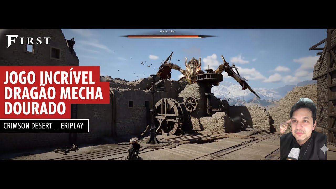 🐉 BATALHA ÉPICA contra o DRAGÃO MECHA DOURADO! Crimson Desert tá surreal!
