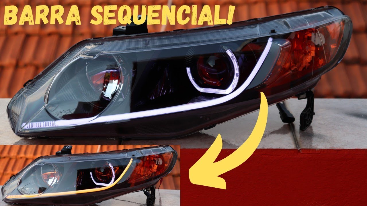 Farol New Civic com projetor e barra de led sequencial (PRONTA ENTREGA CORRE!)