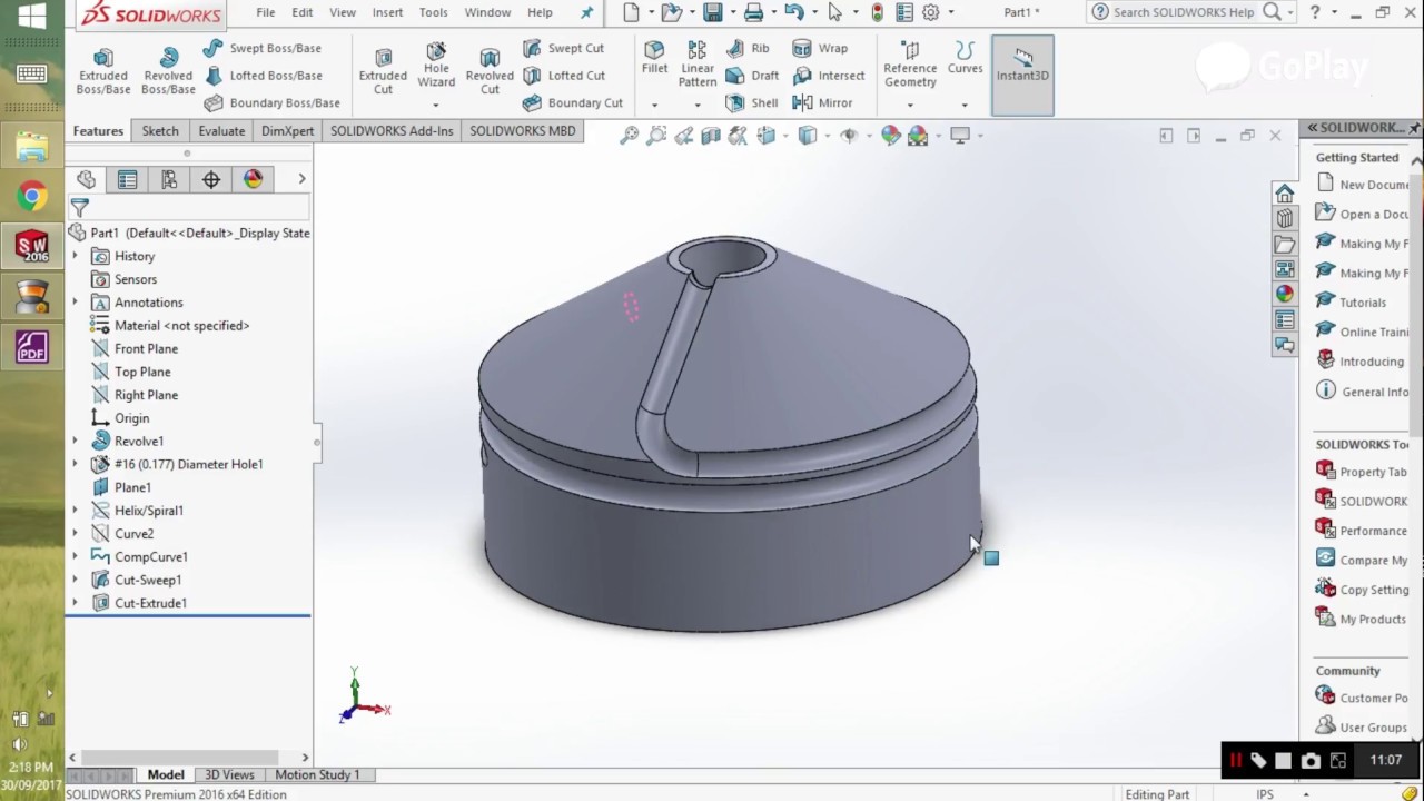 Composite Curve and Projected curve (solidworks basics part 9)