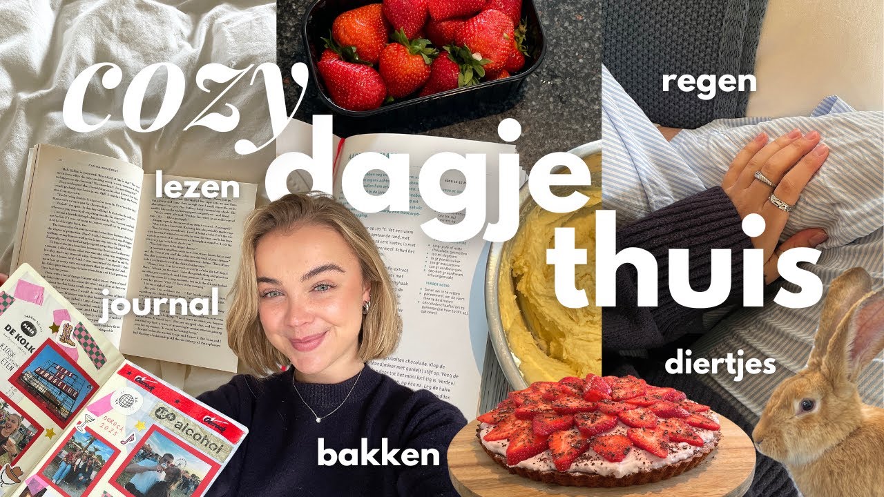 cozy dagje thuis 🍓🌧️ (bakken, diertjes, editten, journalling, spelletjes, lezen) | vlog
