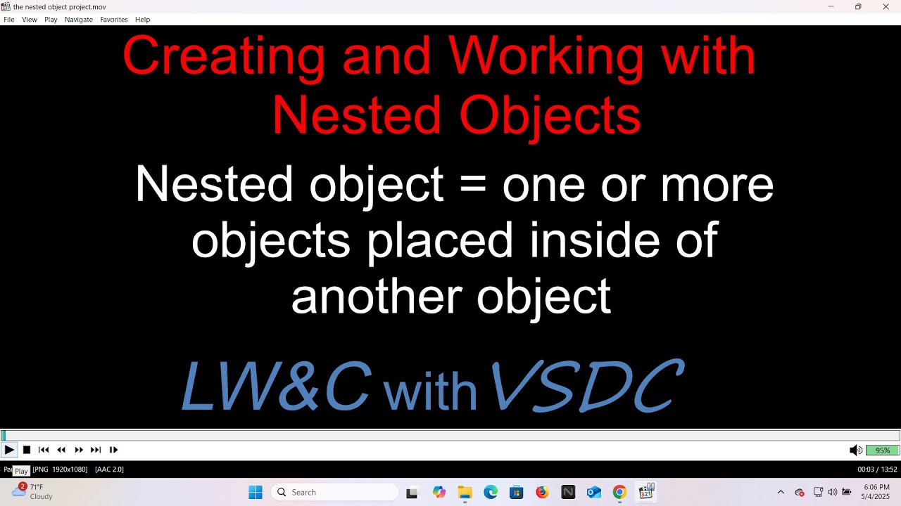 Creating and working with nested objects in VSDC