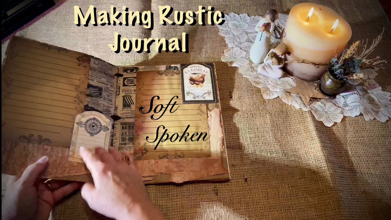 ASMR Vintage/rustic journal craft (Soft Spoken) Paper & birchbark crinkles. No talking version tom.