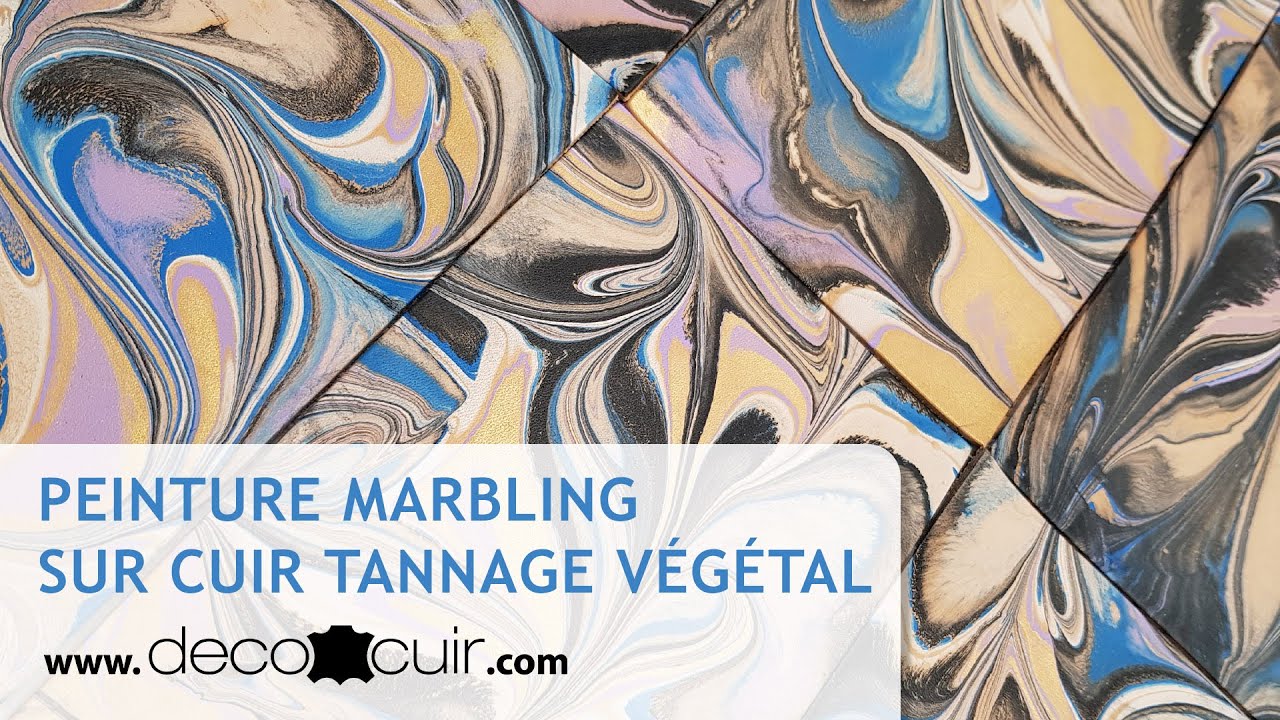 Marbling sur du cuir tannage végétal naturel - Peintures Angelus