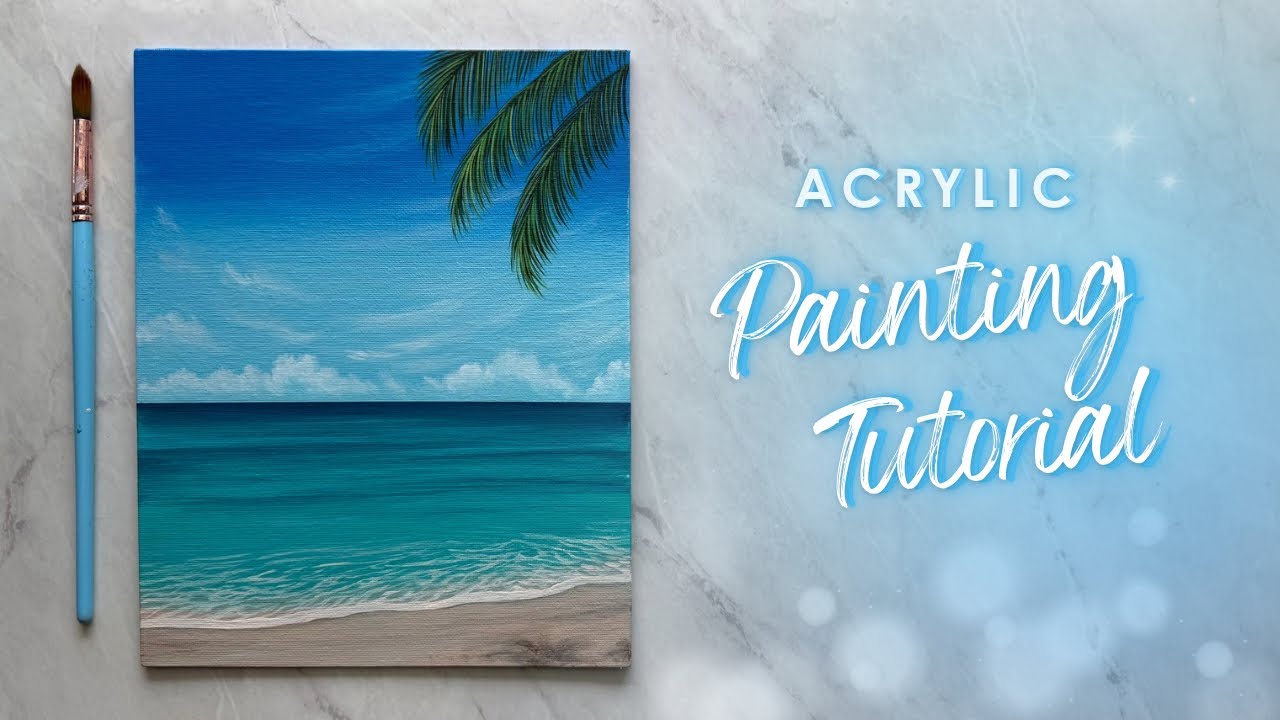 calm ocean acrylic painting tutorial – beginner friendly