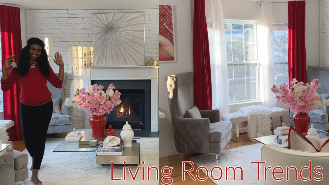 2023 RED LIVING ROOM TOUR DECORATE WITH ME|| COZY SIMPLE DECOR IDEAS INTERIOR DESIGN TRENDS/WINTER