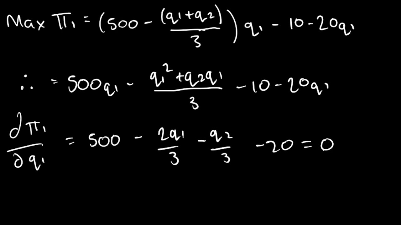 Cournot Duopoly Numerical Example