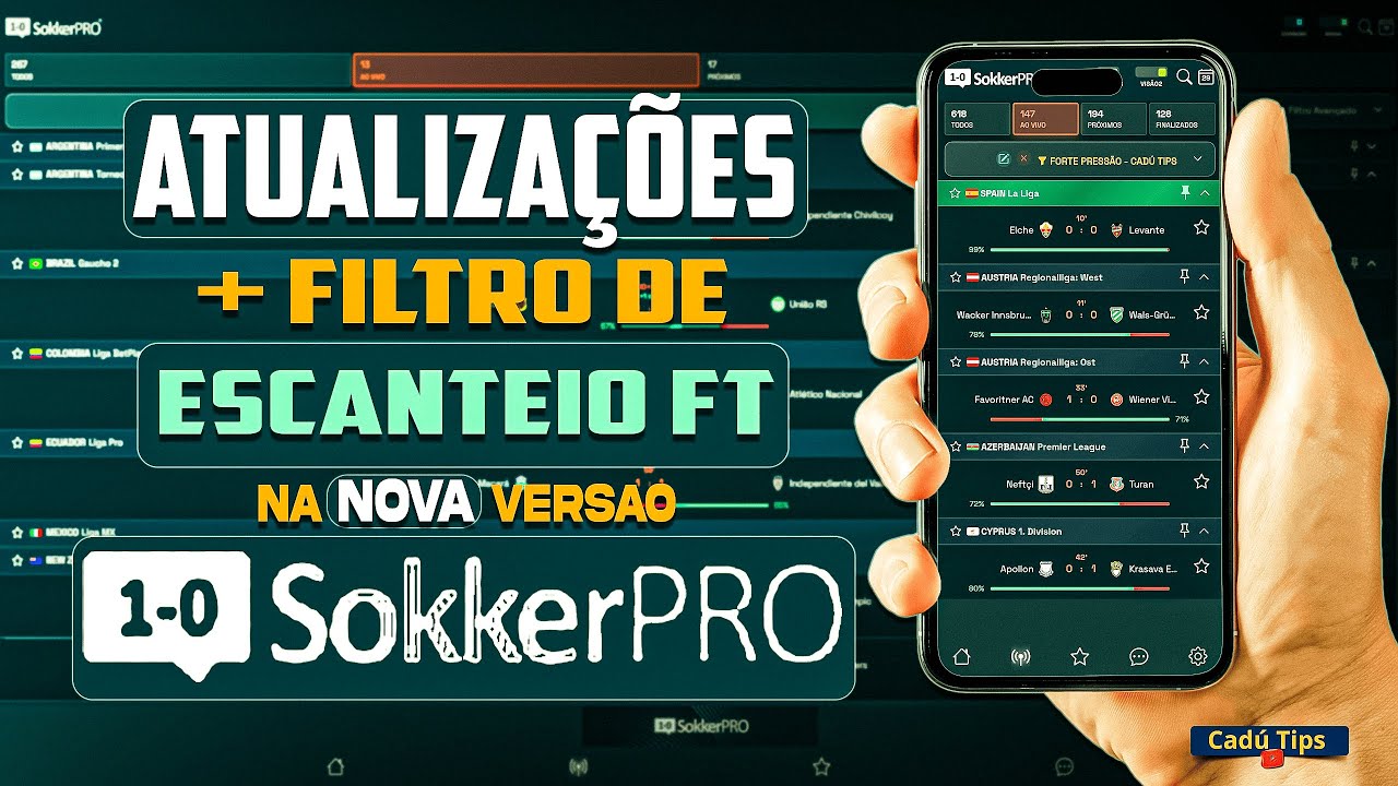 📊⛳️SOKKERPRO - NOVIDADES + FILTRO DE ESCANTEIO FT - Cadú Tips
