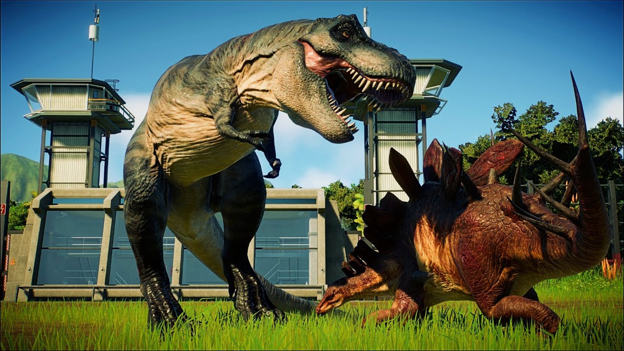 BIG EATIE (T-REX) vs PIERCE (KENTROSAURUS)  | Jurassic Wolrd Evolution 2