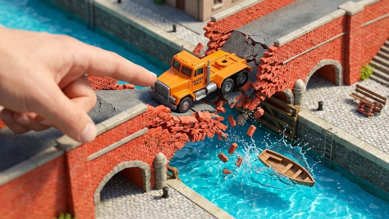 Building a Working CANAL LOCK with Mini Bricks & Cement (Satisfying) 💧