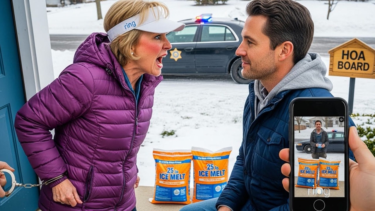 Karen Stole My Ice Melt From Porch, So I Called Police and She Got Arrested In Front Of Board