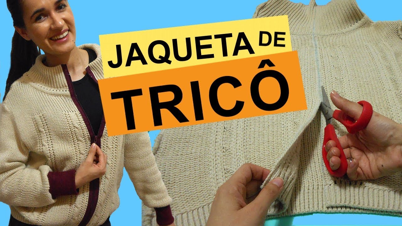 COMO CORTAR BLUSA DE TRICÔ E TRANSFORMAR EM JAQUETA | Customizando Mariely Del Rey