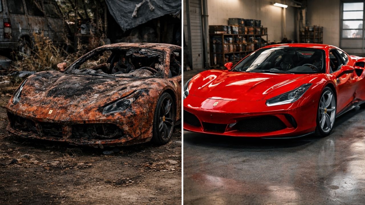 ASMR Car Restoration! 2020 Ferrari F8 from Burnt Condition to Looking New