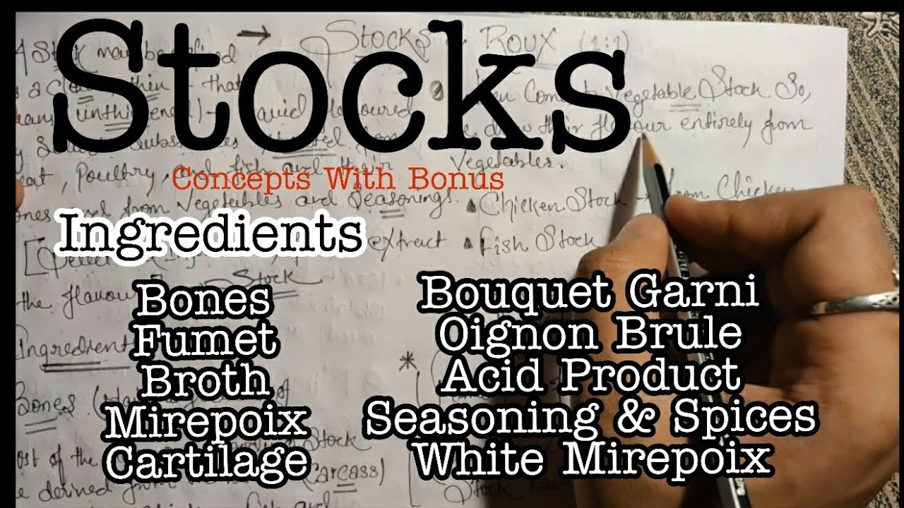 Stocks  (Stock Ingredients ) In Detail |Hotel Management Tutorial in Hindi & English | Culinary