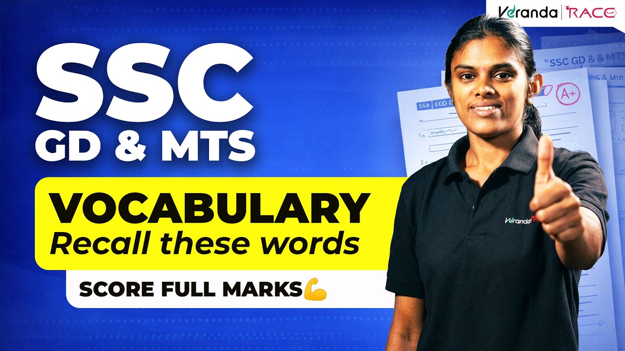 Vocabulary For SSC GD & MTS | English For SSC Exams | Veranda Race #sscgd #sscmts #vocabulary