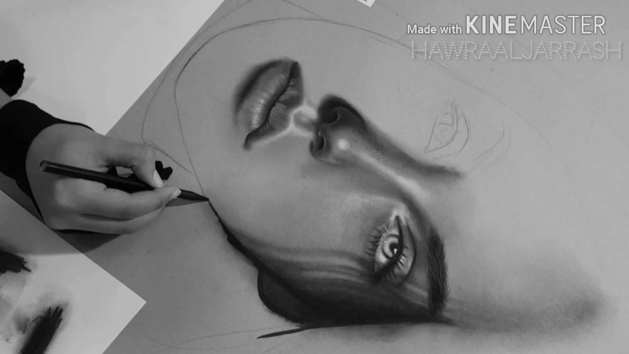 Toned gray drawing with charcoal