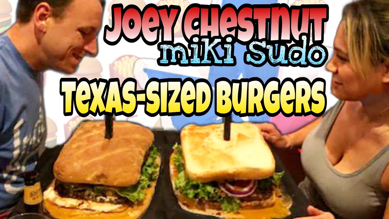 14 LBS OF BURGERS | JOEY CHESTNUT & MIKI SUDO | KENNYS BURGER JOINT | BIG TEXAS FOOD CHALLENGE