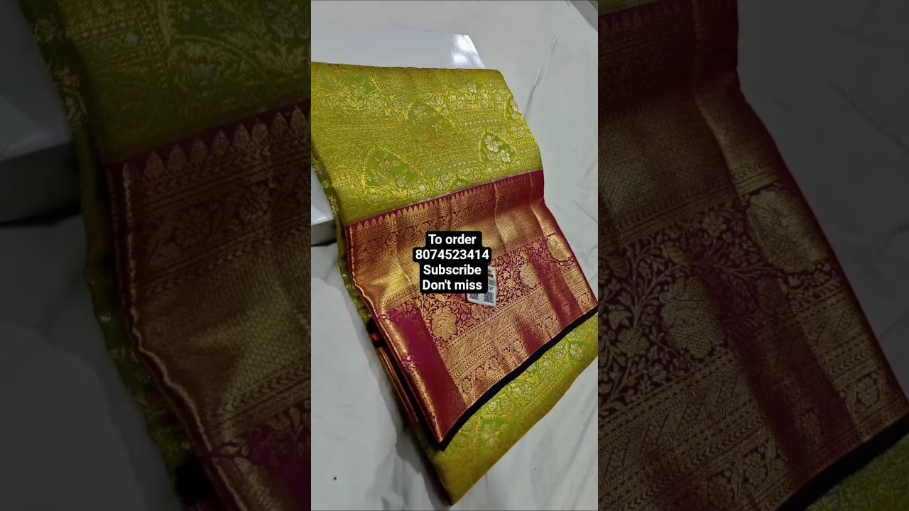 #shorts 100% pure pattu orginal saree*🌿 *2 gram gold jari  border*with silk Mark certified tag/adfjj