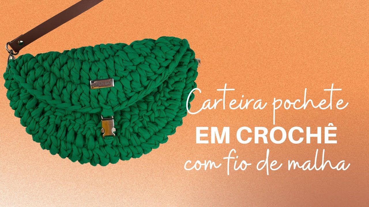 Carteira Pochete em crochê com fio de malha | Por Lorenna Bay (versão destra)