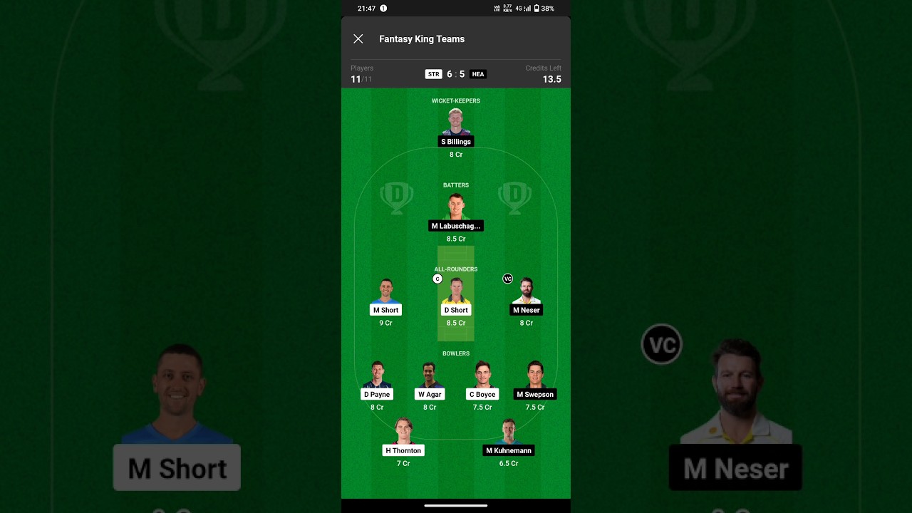 STR vs HEA Dream11 Prediction -- STR vs HEA Dream11 Team -- Today Australia T20 league Bash Team 💥💥