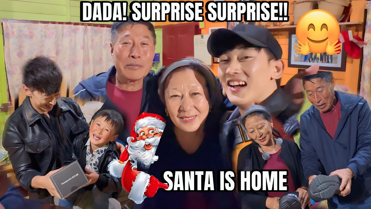 I told my mom I’m not coming home and she was very sad but Dada Surprise🤗 Santa is home  🧑‍🎄