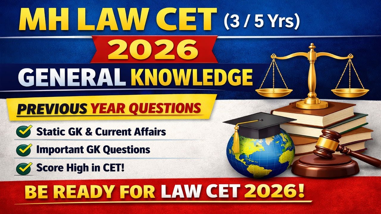 MH LAW CET (3/5 Yrs) 2026 | General Knowledge | Previous Year Question Paper | GK for Law CET