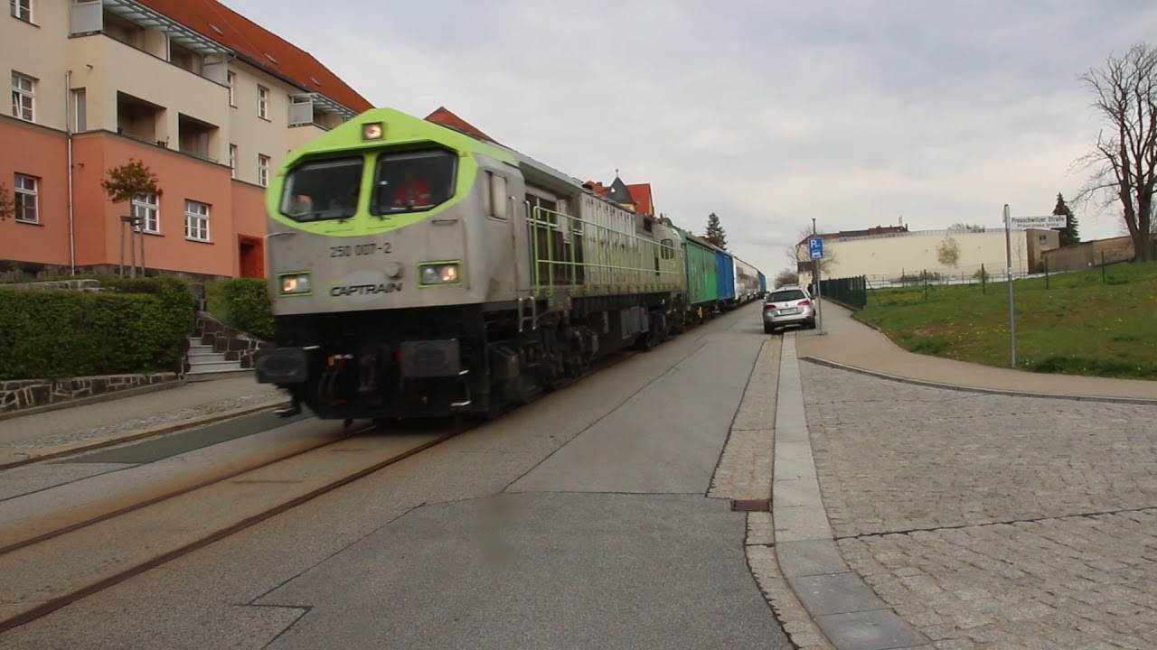 250 007 ITL/Captrain mit SWEG Talent in Bautzen auf der Fabrikstr. auf dem Weg zum Waggonbau Bautzen