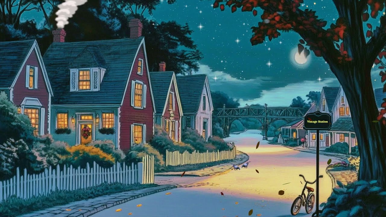 nostalgia 1940's oldies playing in another room on a night of serenity