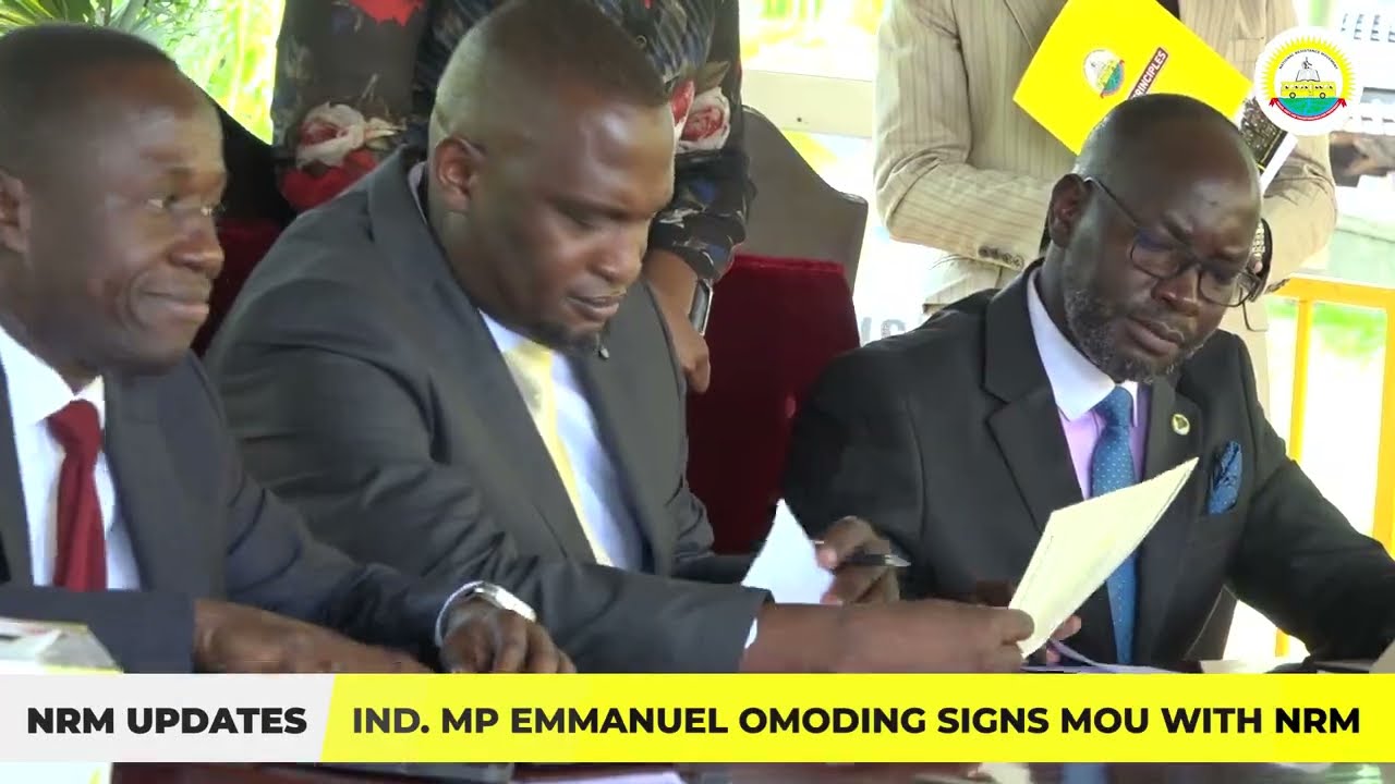 Newly elected Independent member MP Emmanuel Omoding signs MoU with NRM
