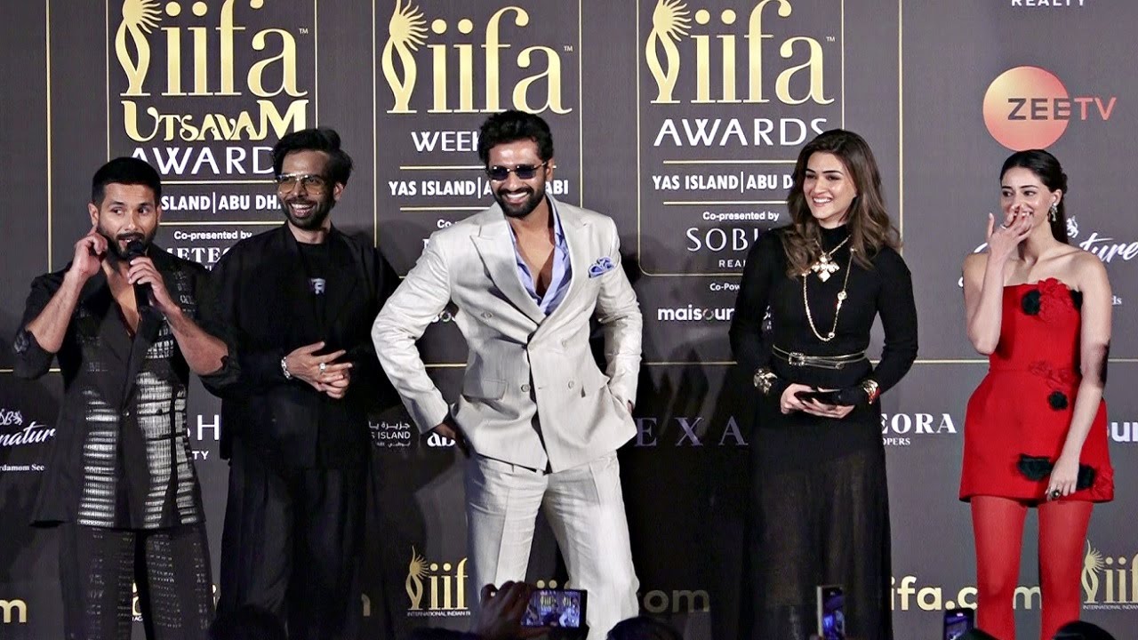 IIFA Awards 2024 Abu Dhabi Press Conference Shahid Kapoor, Kriti Sanon, Vicky Kaushal, Ananya Pandey