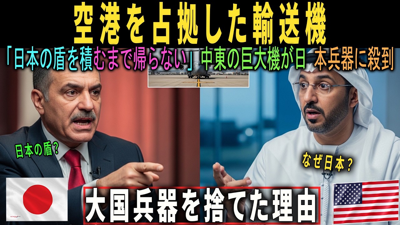 【海外感動エピソード】【驚愕】「日本の盾を積むまで帰らない」中東の巨大輸送機が空港を占拠！大国の兵器を捨てて日本にすがりつくアラブの絶望