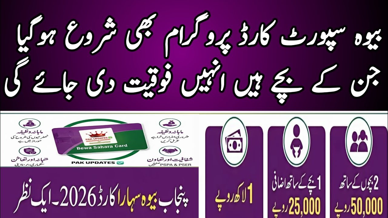 بیوہ سپورٹ کارڈ پروگرام وہ ان خواتین کو ترجیح دی جائے گی جن کے بچے ہوں گے