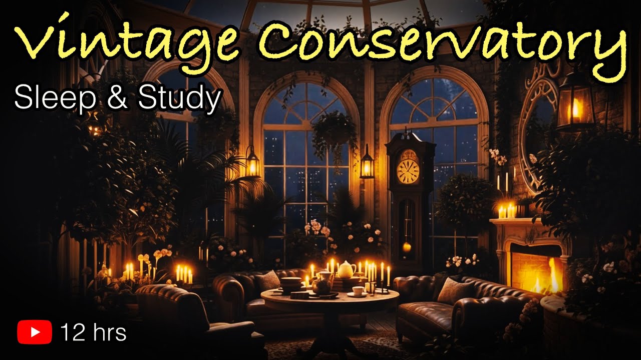 Peaceful Vintage Conservatory at Night | Relax & Rest (12 hours)