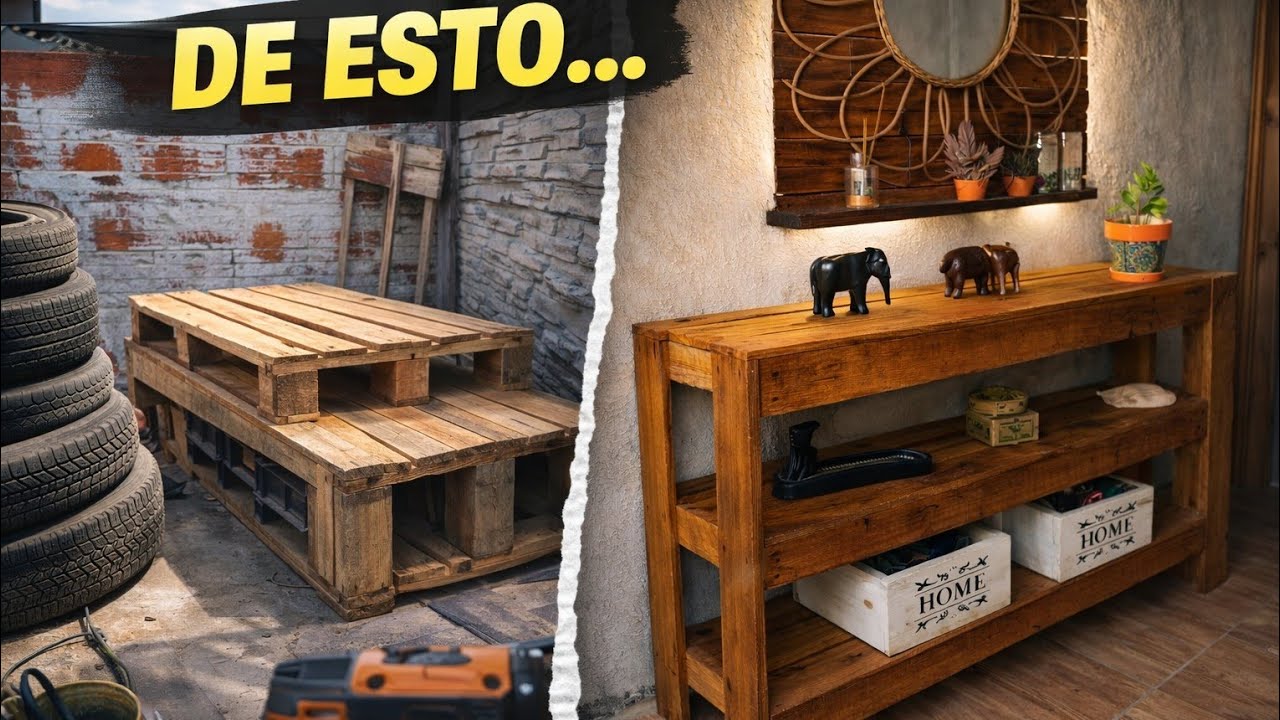 🔥 Cómo Hacer una Mesa Consola Rústica con Palets | DIY Rustic Pallet Console Table