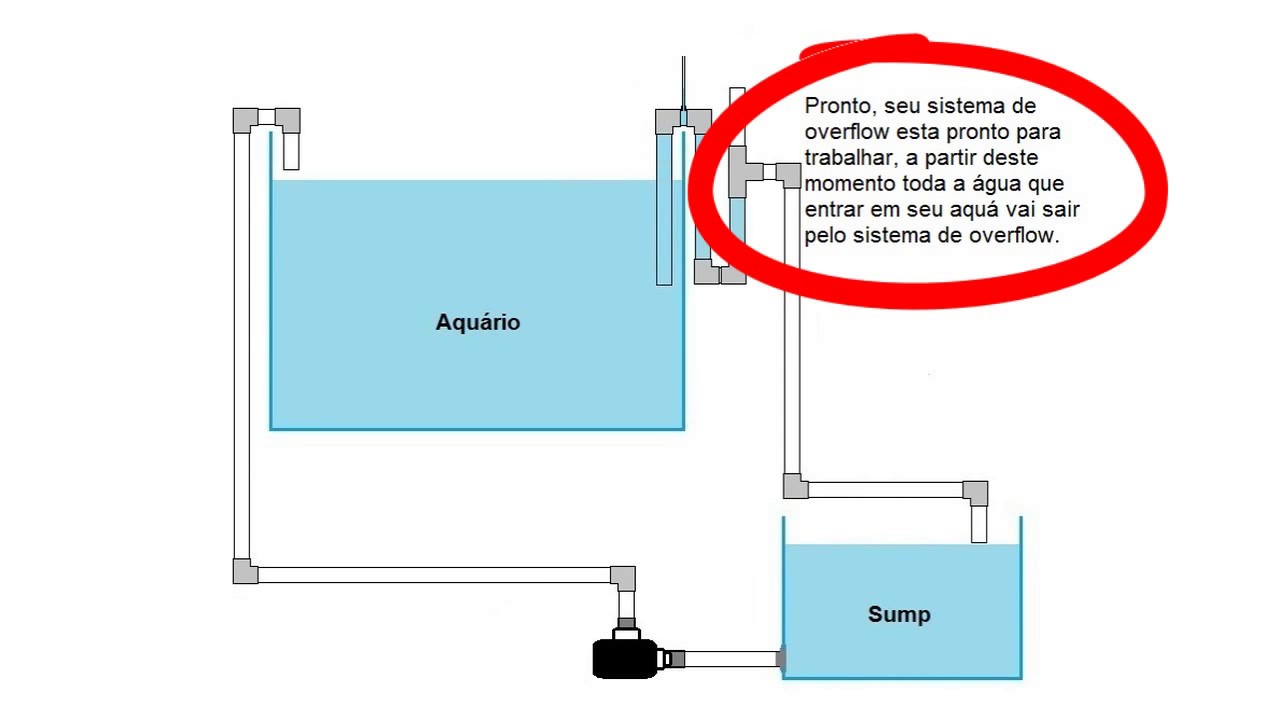 Overflow para aquario Funcionamento baixo custo