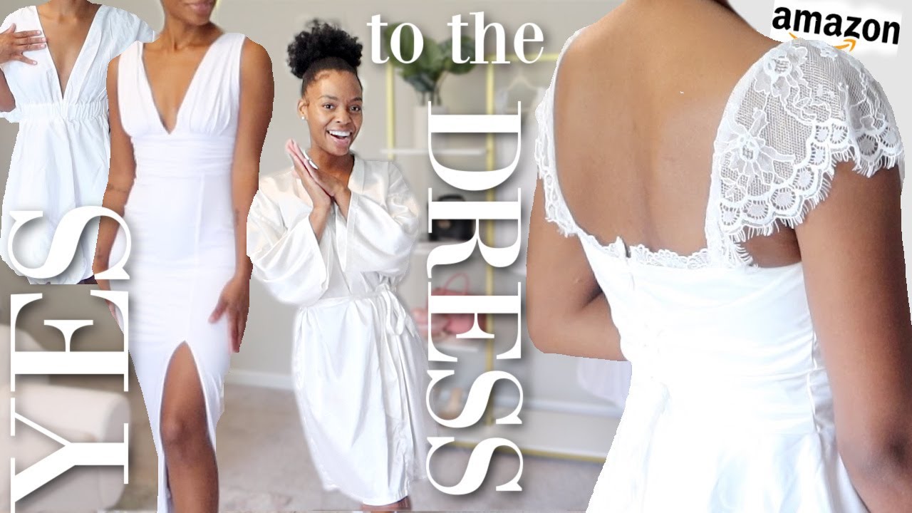 I said YES to the DRESS! 👰🏽‍♀️ *UNDER $50* AMAZON Wedding Dress Try-On ♡