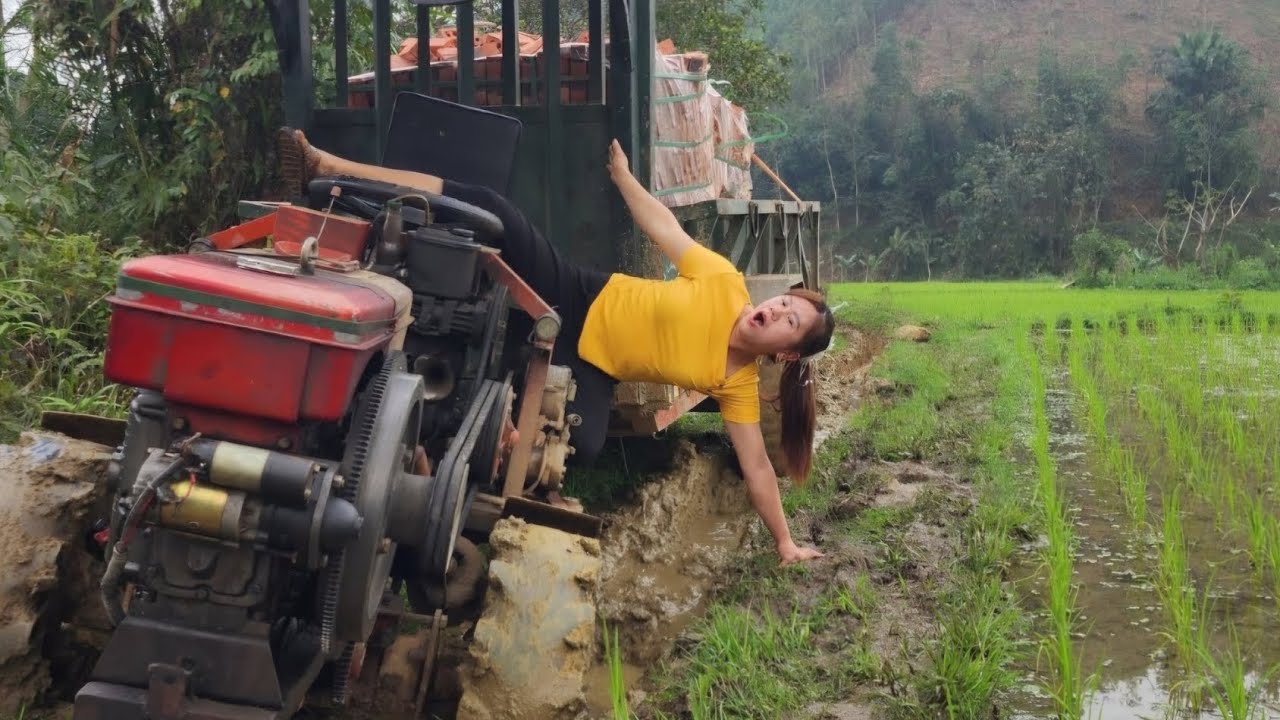 Agricultural vehicles transporting construction materials