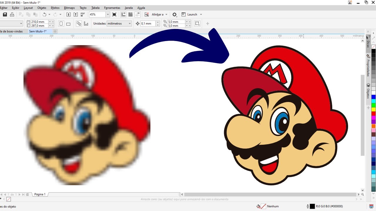 Vetorizando o rosto do Mario - Super aula completa de vetorização no CorelDRAW