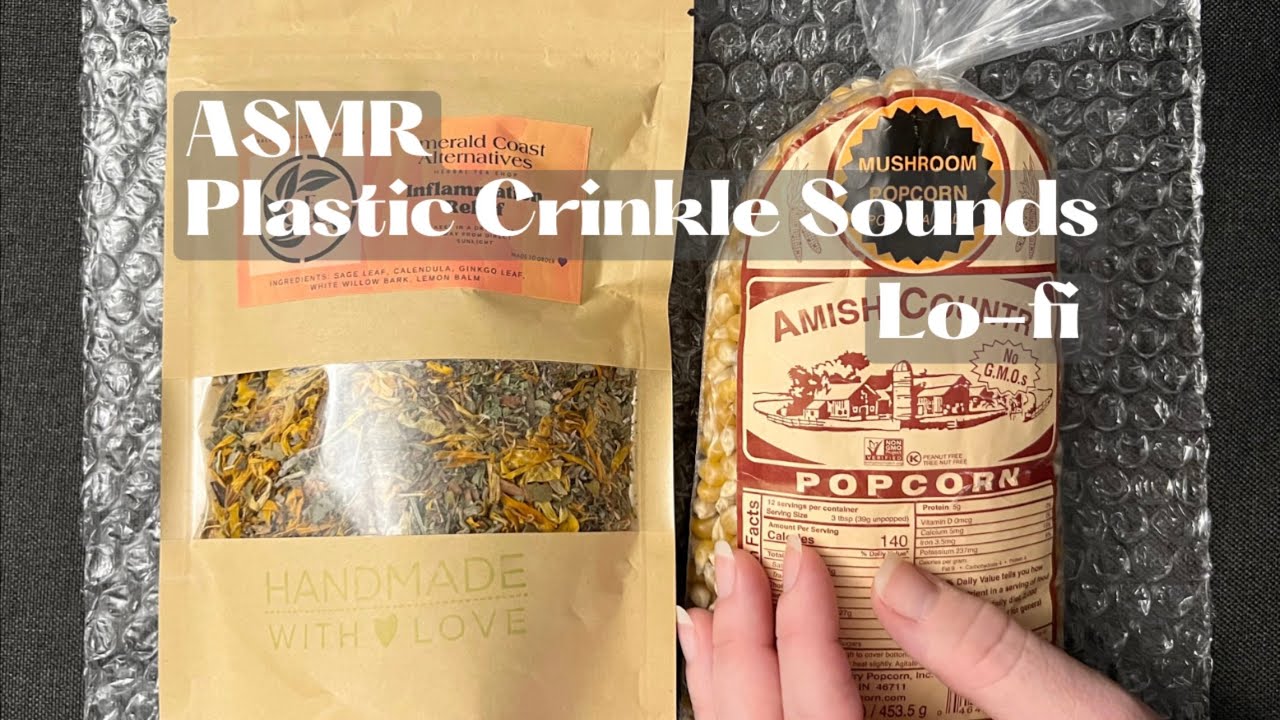 ASMR Plastic Crinkle Sounds | Popcorn, Tea, Bubble Wrap, Slow Movements