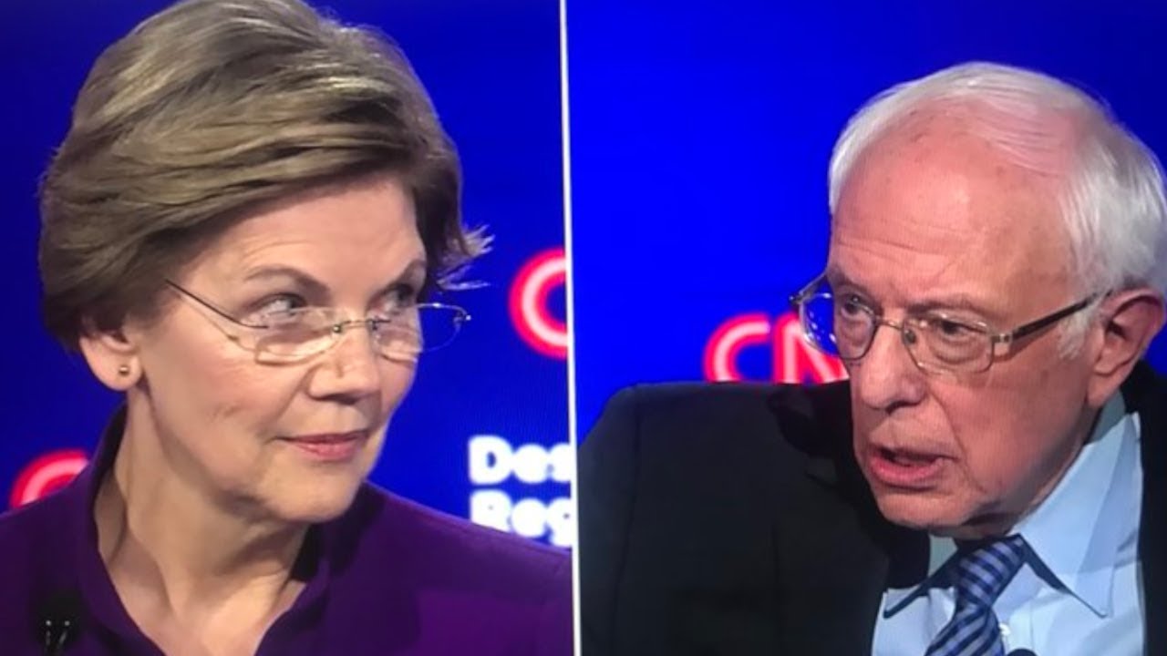 Bernie Sanders & Elizabeth Warren's TENSE & AWKWARD Argument During Democratic Debate Over Gender