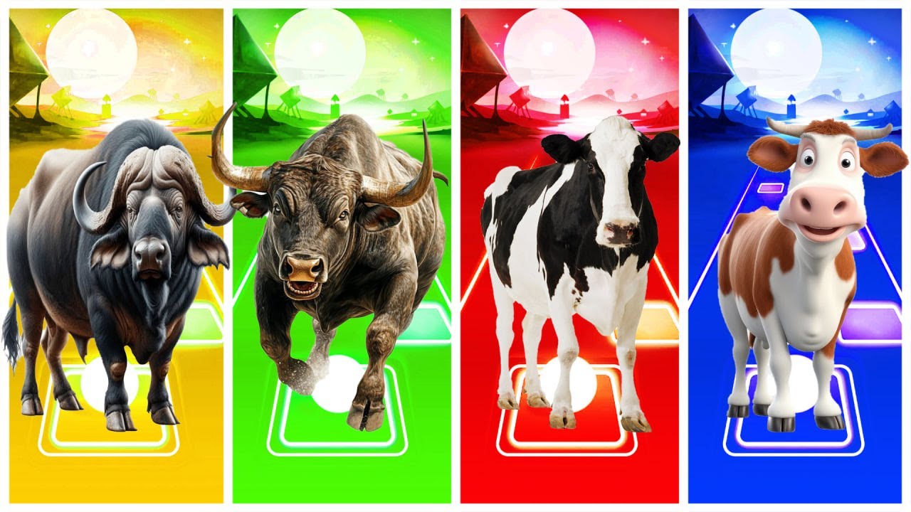 Ferdinand 🆚 Funny Cow 🆚 Ice Age Manny 🆚 Funny Horse &ndash; Coffin Dance Song | Tiles Hop EDM