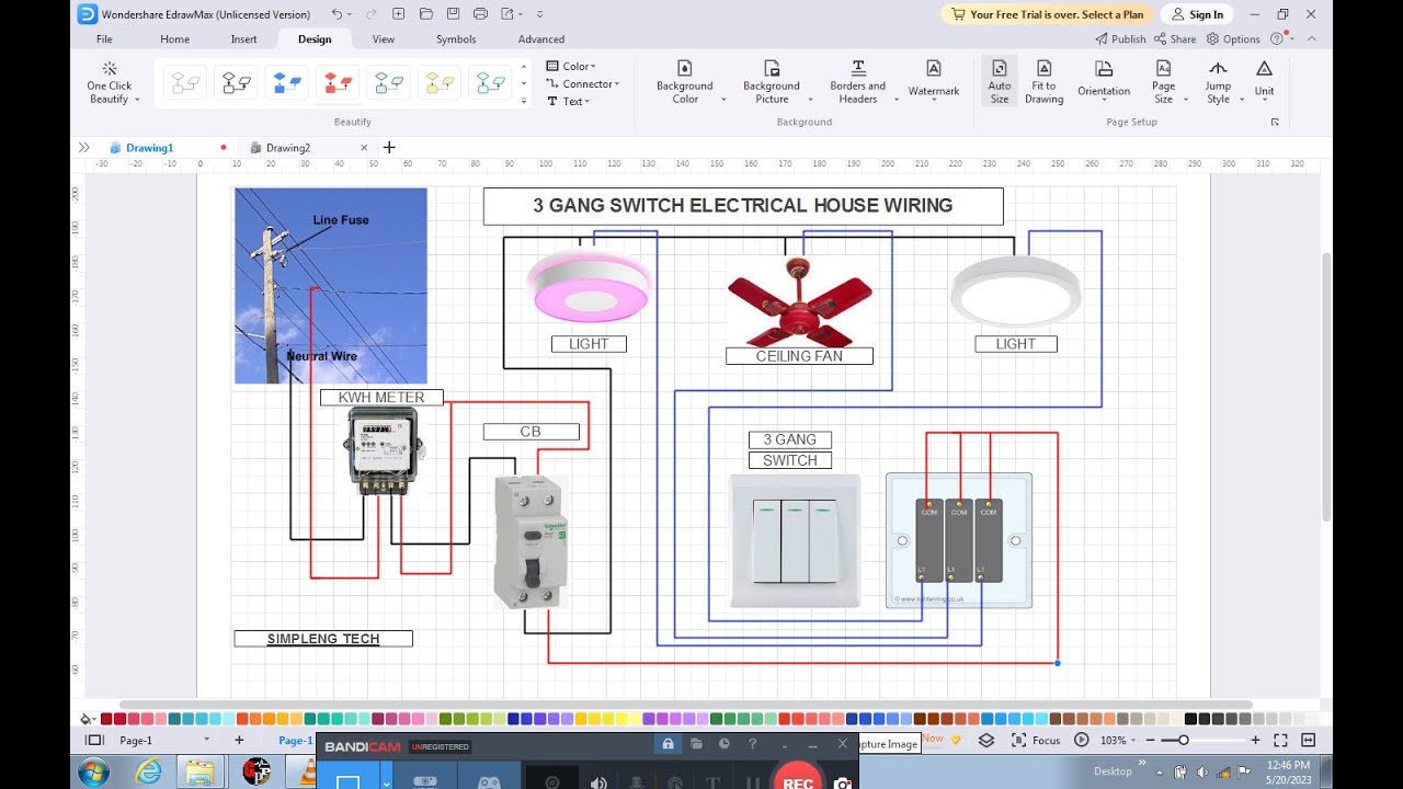 3 GANG SWITCH WIRING DIAGRAM. HOUSE WIRING CONNECTION. ELECTRICAL TUTORIAL