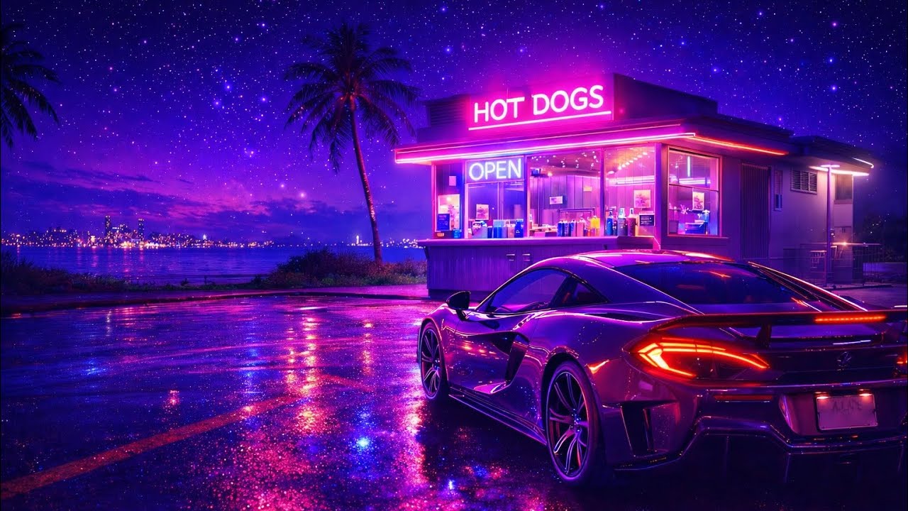 Miami Night Drive Ambience 🌃 Neon Lights & Late Night Mood | 4K