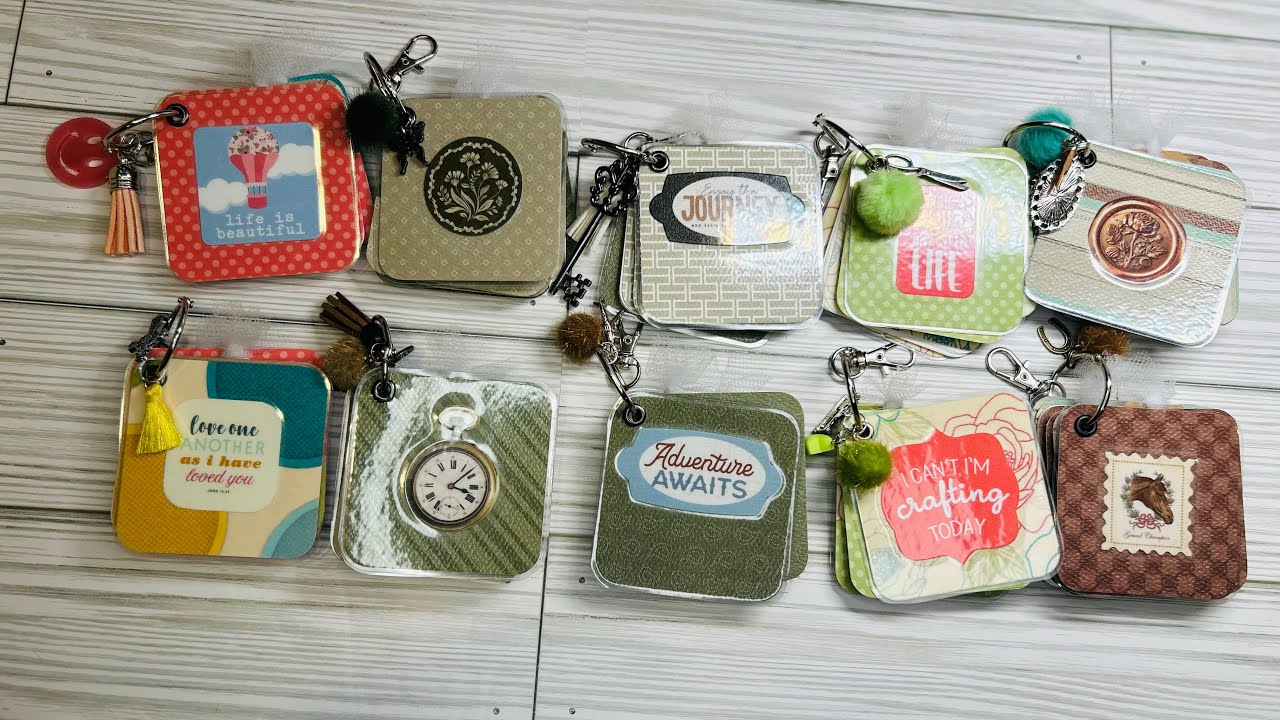 Keychain Mini Album Project Share, Craft Fair Idea, #paperstashsmash //2 keychains from one 12x12