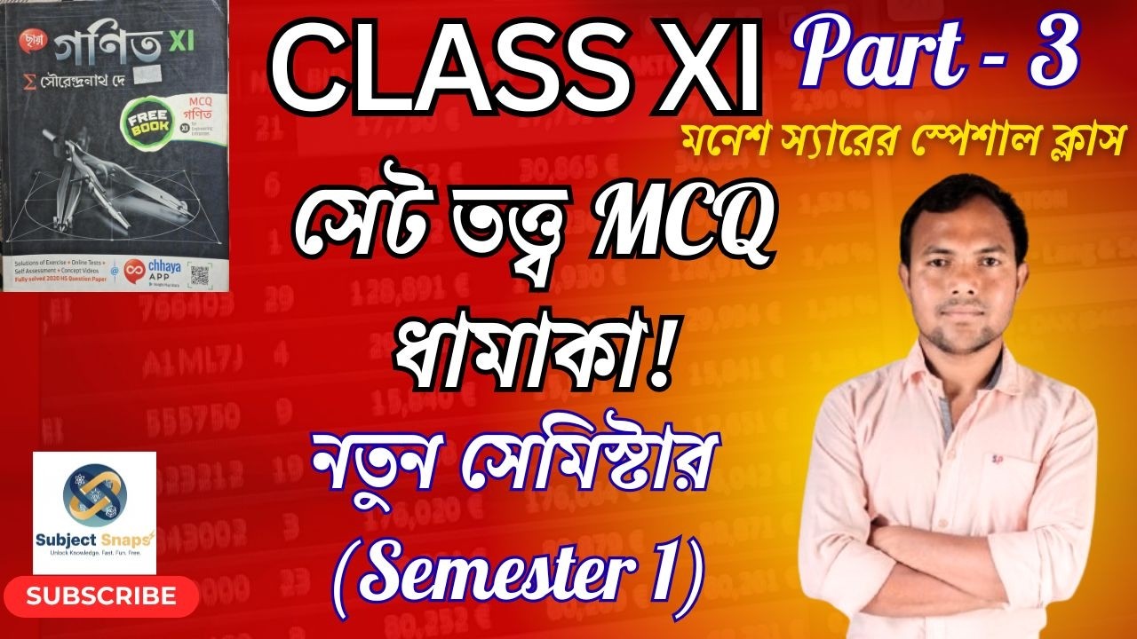 Class 11 Set Theory MCQ Part 3 | Chaya Prakashan | 1st Semester Math | By Manesh Sir | Subject Snaps