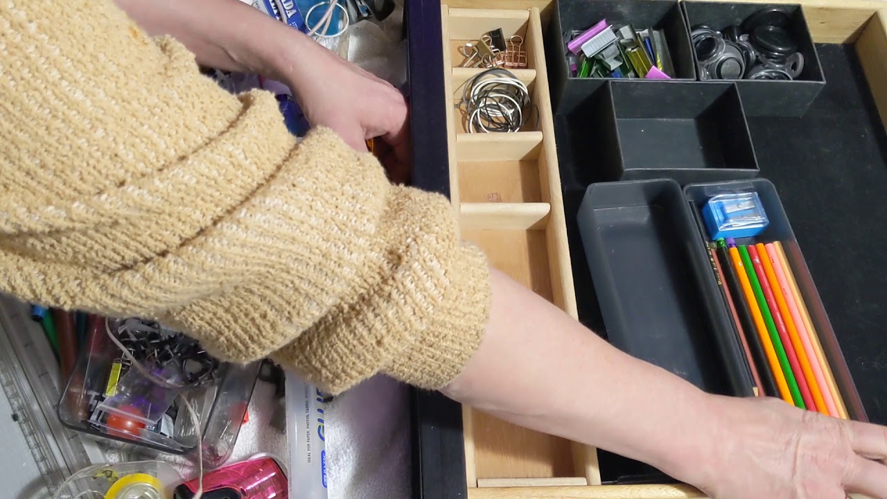 ASMR- Sorting Office supplies, pens & stuff that I don't know what to do with aka A Mess -No Talking