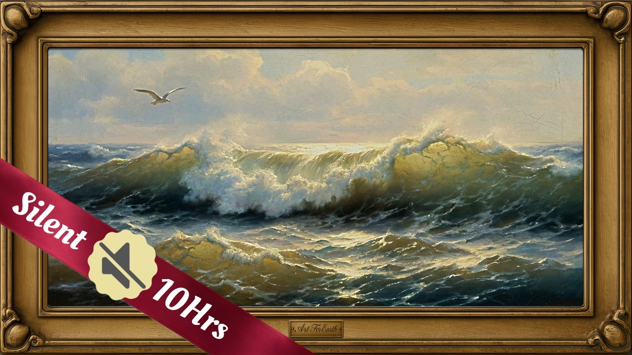 10-Hour 4K 📺 TV Art Frame 🔇Silent 🖼️ Golden Sea & Seagull 🎨 Aivazovsky-Inspired Painting