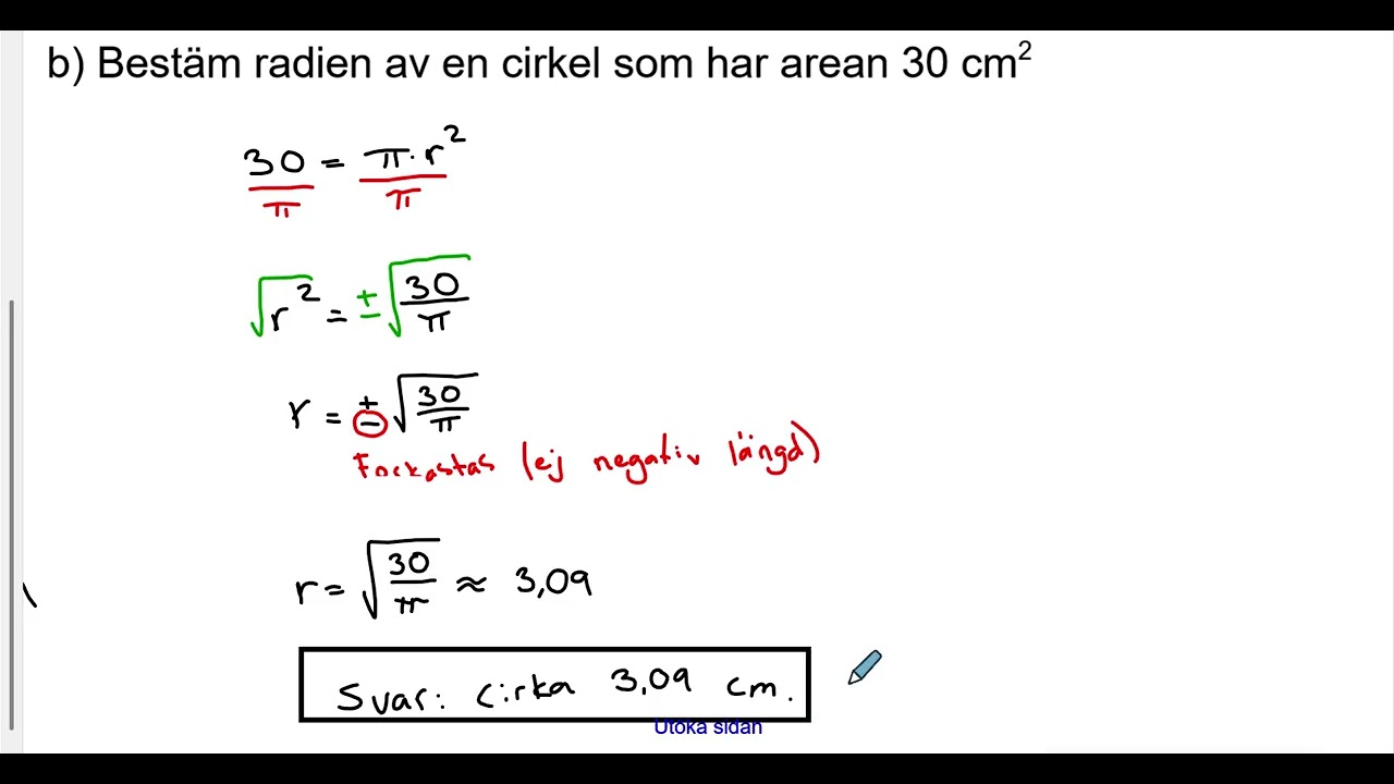 Matematik nivå 1b: Area och omkrets (Geometriska formler)