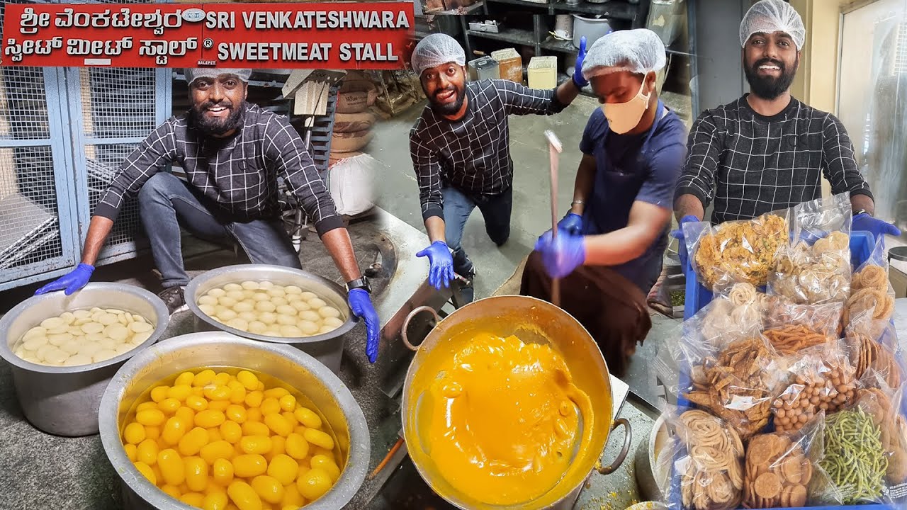 VERY FAMOUS 100 Years OLD Biggest Sweet Factory in Bangalore | Sri Venkateshwara Sweetmeat stall